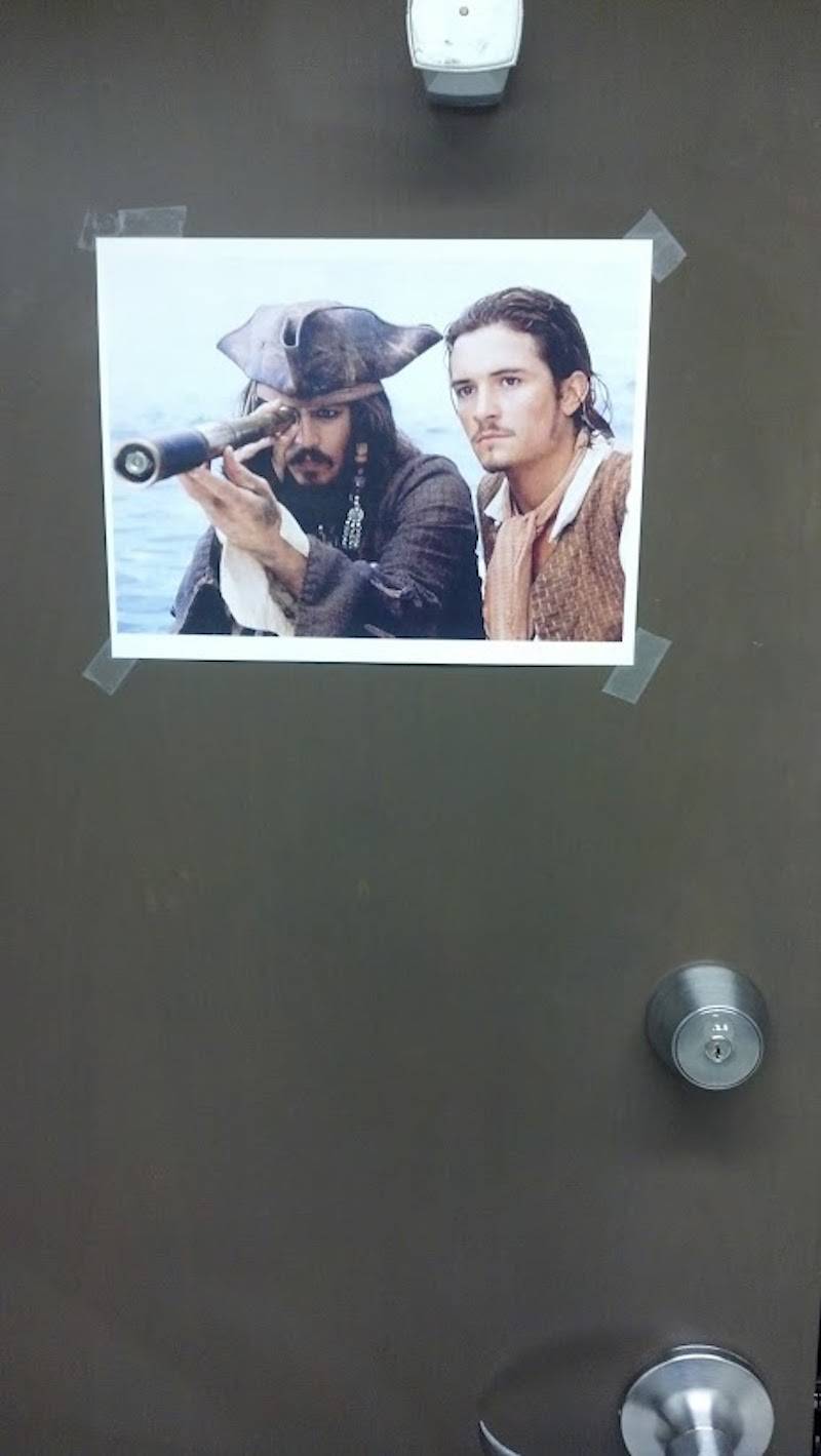 Pirates of The Caribbean peep hole cover on apartment door