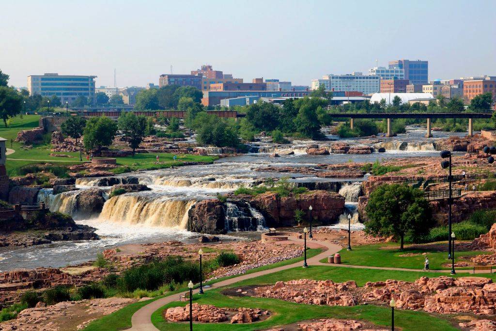 Falls Park in downtown Sioux Falls, South Dakota