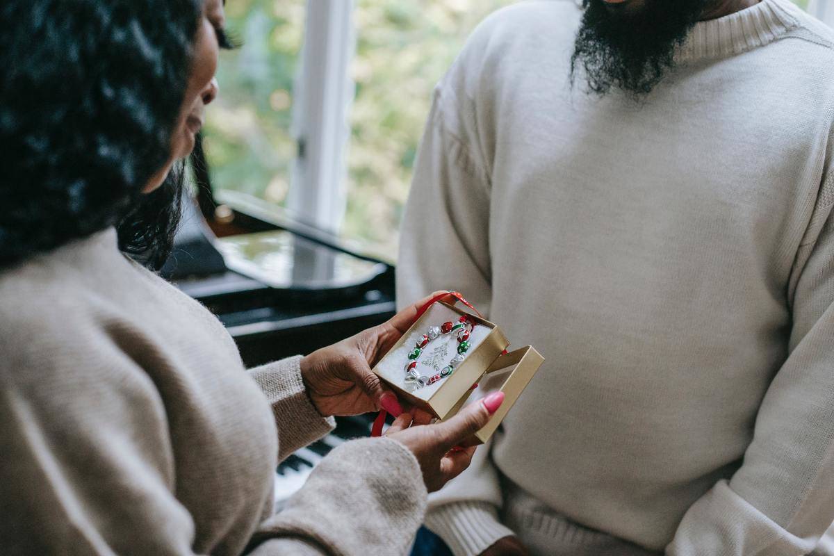 Woman receiving a gift