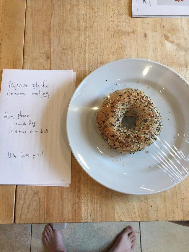 bagel under wrap by parents