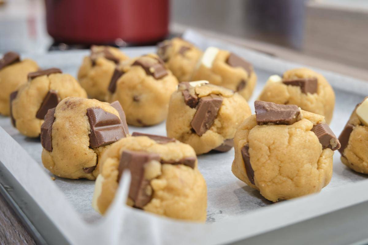 cookie dough on a tray