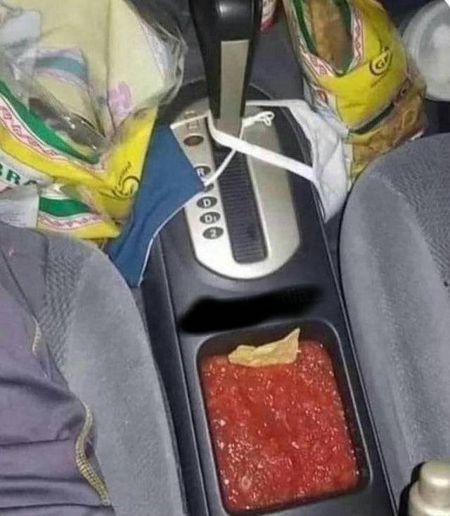 salsa in the car console