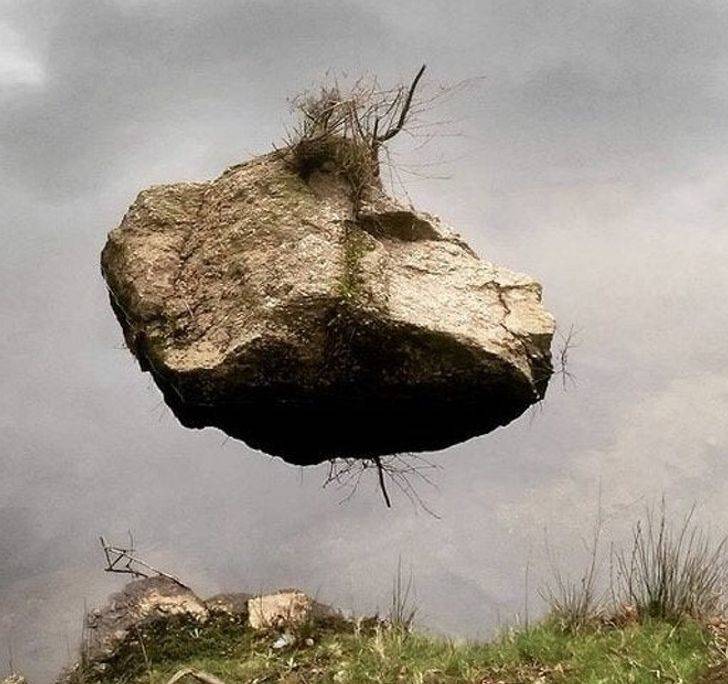 floating rock or on the water