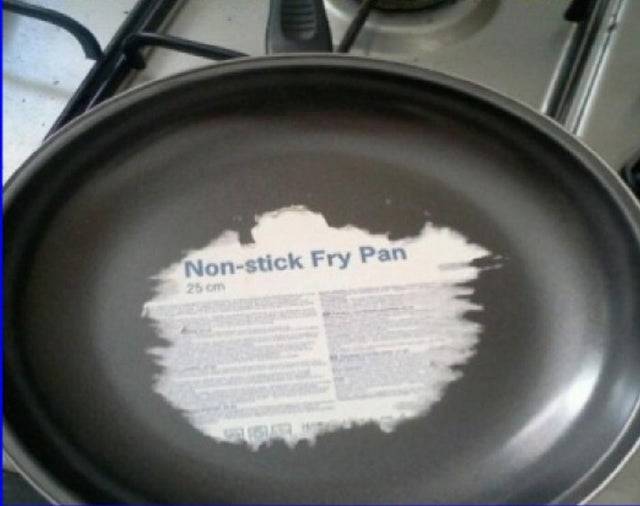 non stick fry pan sticker