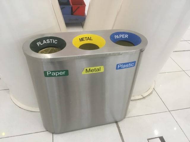 mislabled garbage can