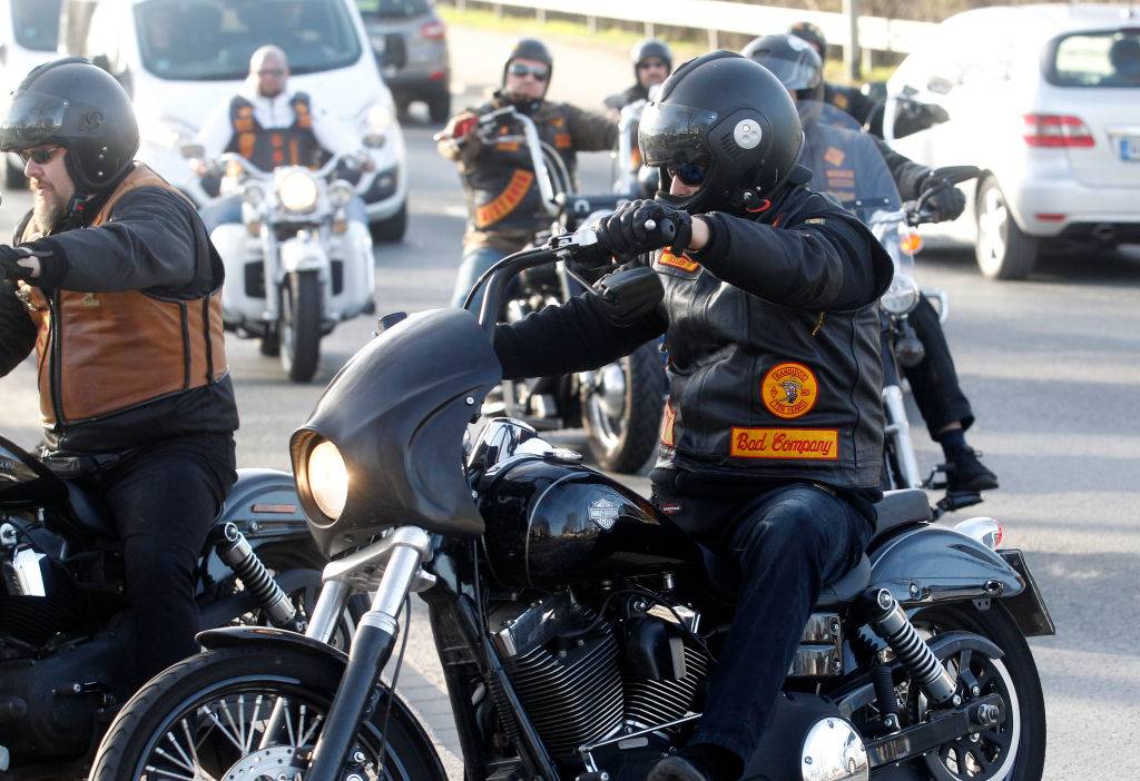 Members of the Bandidos on motorcycles