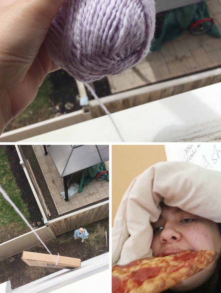 pizza delivery with a string