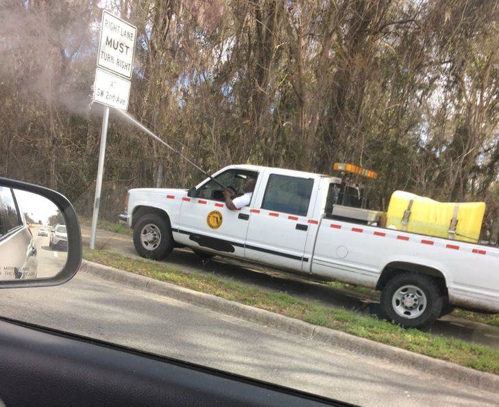 power wash from car because he can