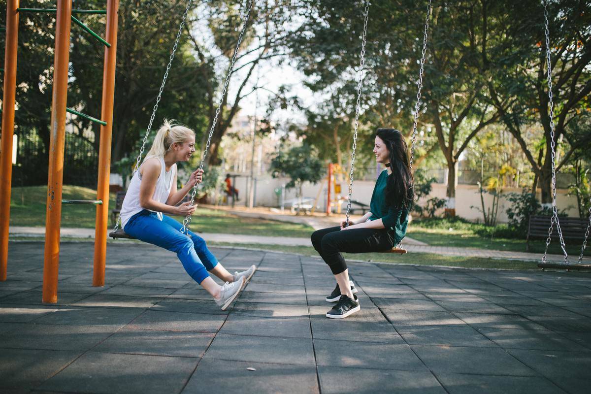 people on swings