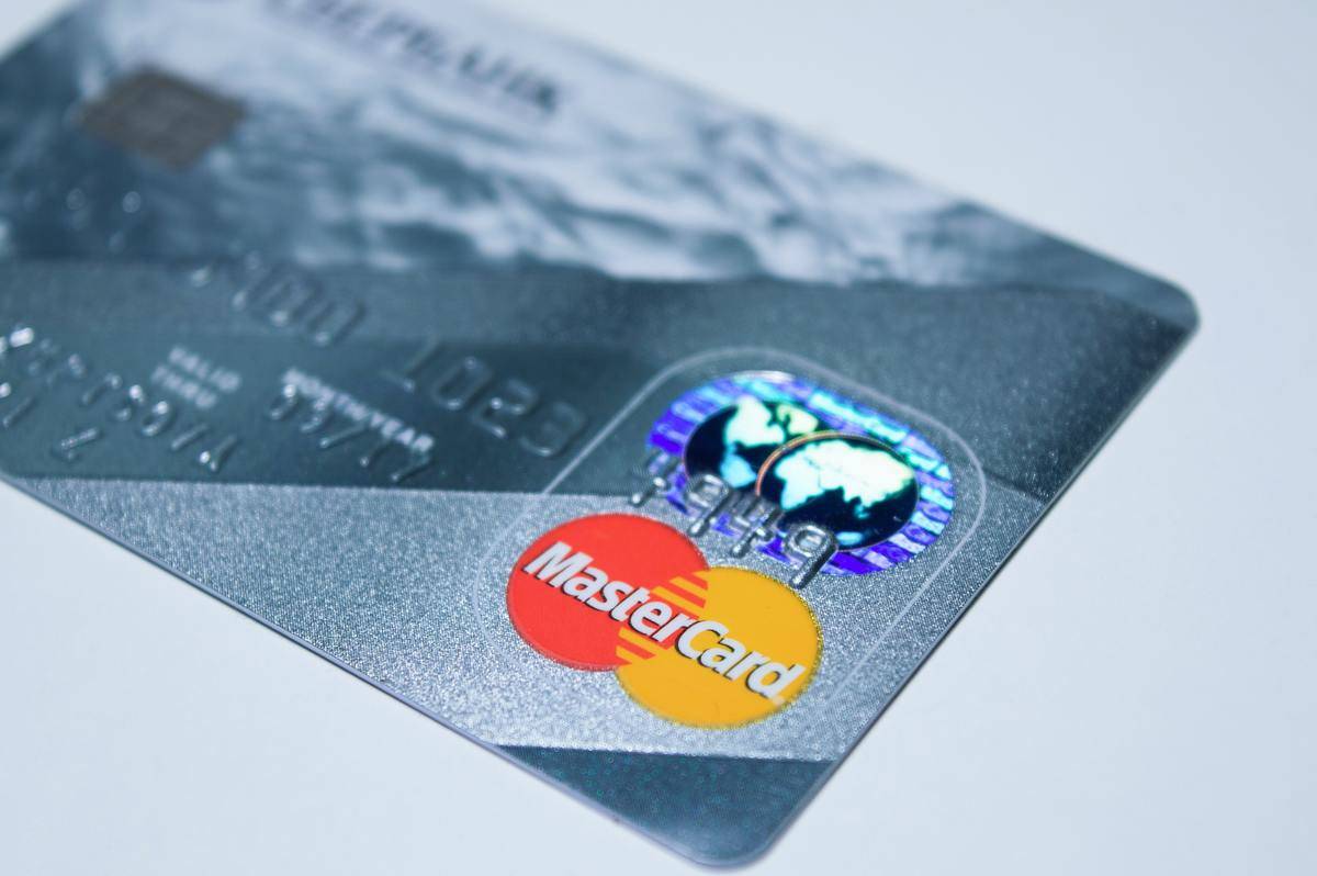 Close-up photo of a silver MasterCard.