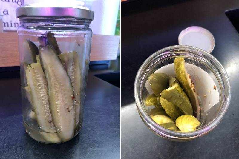 Pickles in jar with no juice