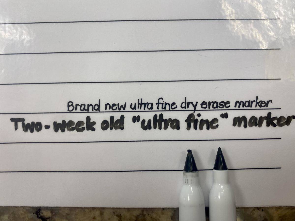 Ultra fine dry erase marker smashed
