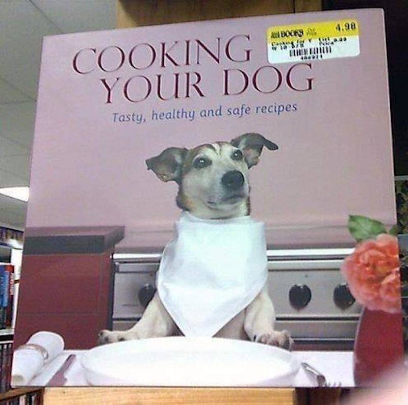 sticker covering title dog cookbook