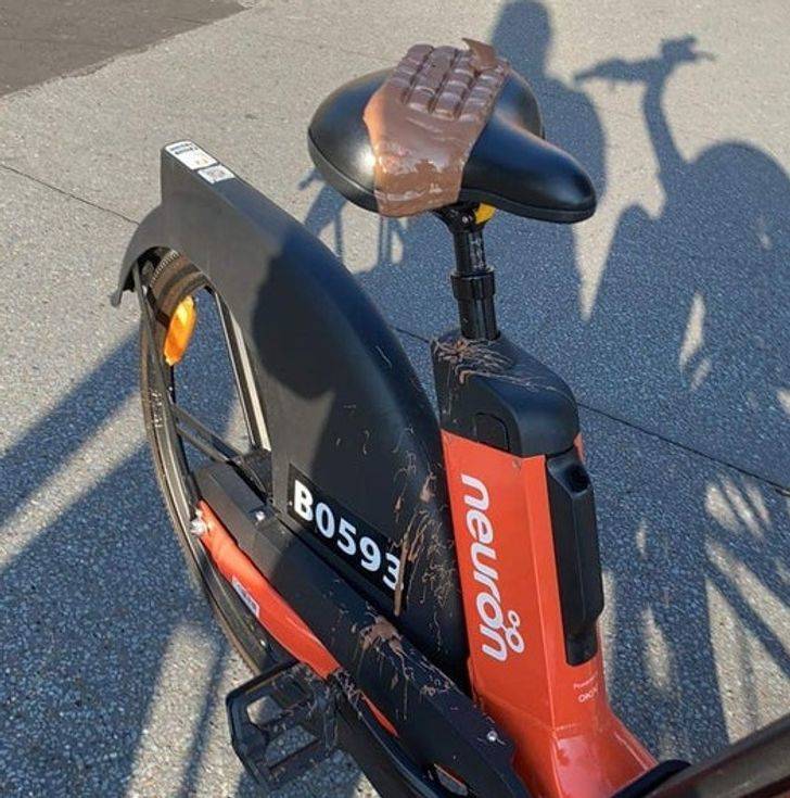 melted chocolate on the bike