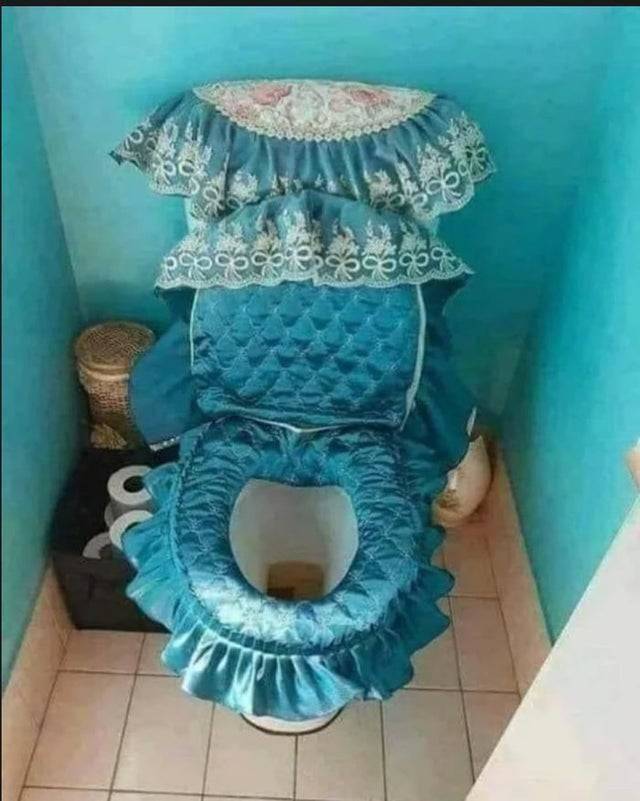 blue plush toilet seat