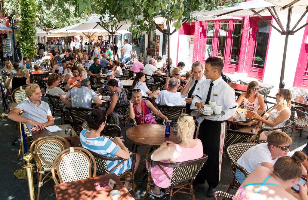 people eating at a restaurant in Spain