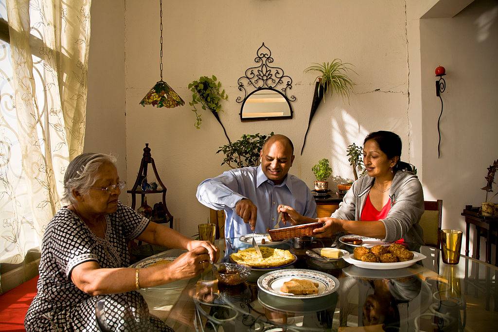 a family eating dinner in India