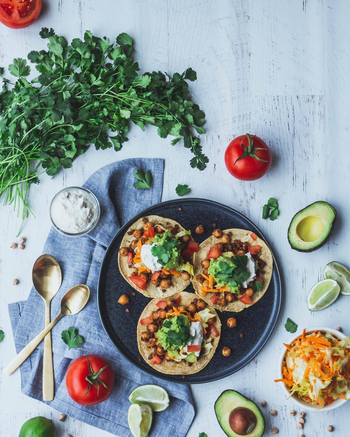 A dinner of vegan tacos.