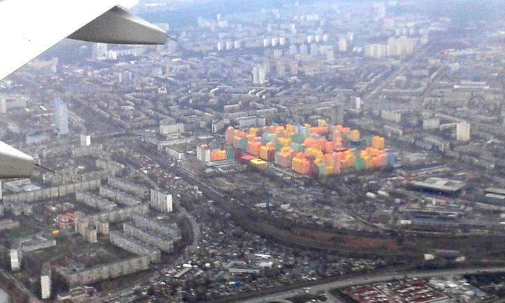 rainbow apartments in Kiev aerial view