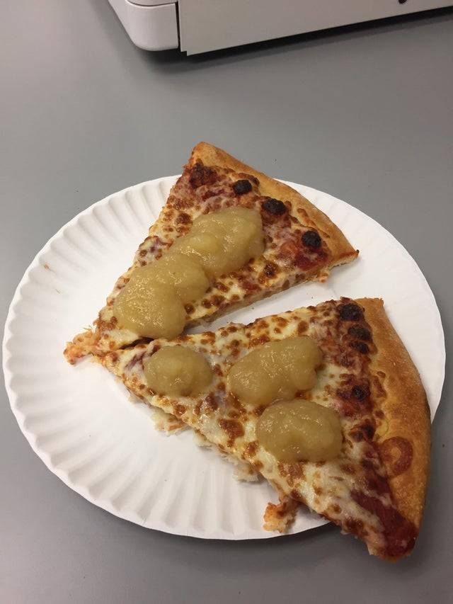 Applesauce on cheese pizza