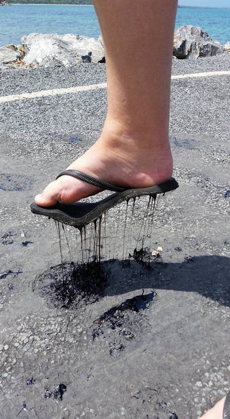Melted sandal on hot tarmac in Australia