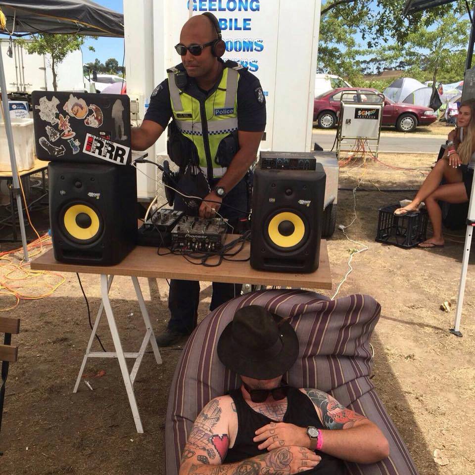 Police DJ at music festical in Australia