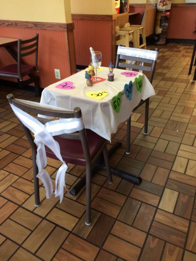 Local taco store with special table for regular guests' anniversary