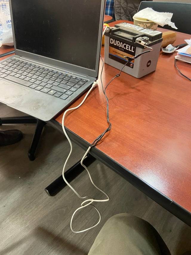 Laptop charging from a car battery