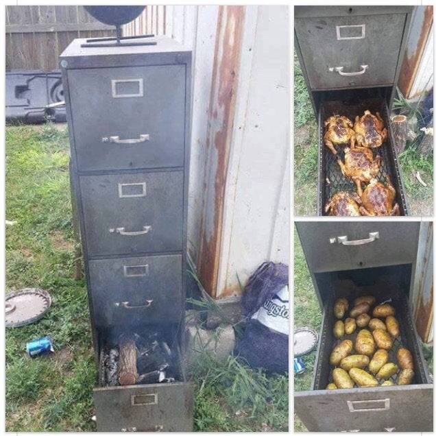 Filing cabinet made into a smoker