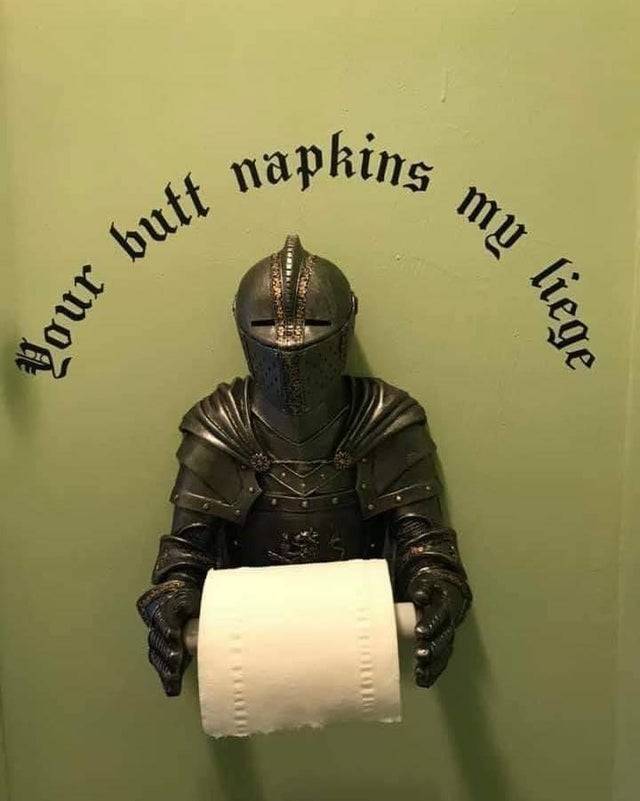 Medieval knight themed toilet paper roll holder