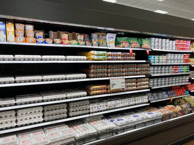 Organized grocery cooler section