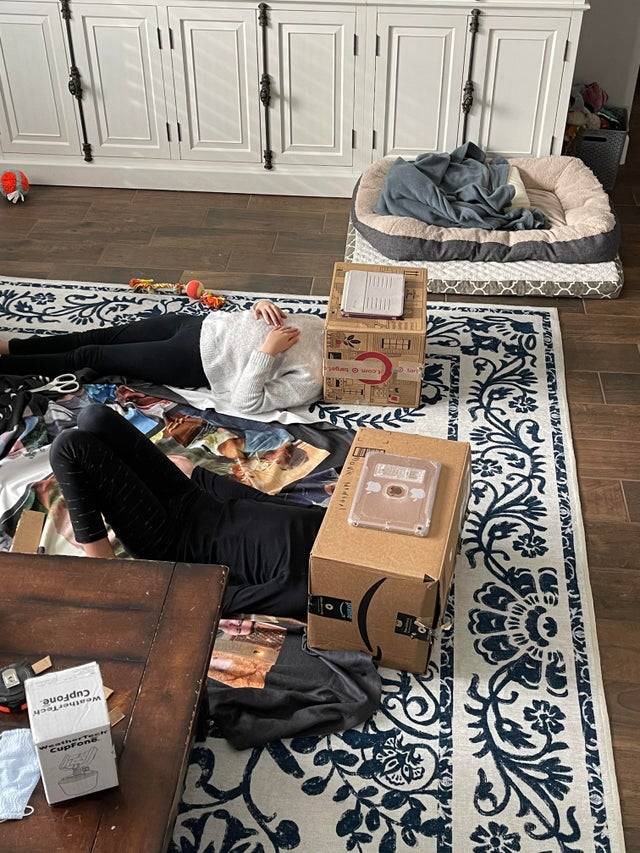 Homemade cardboard box theatres
