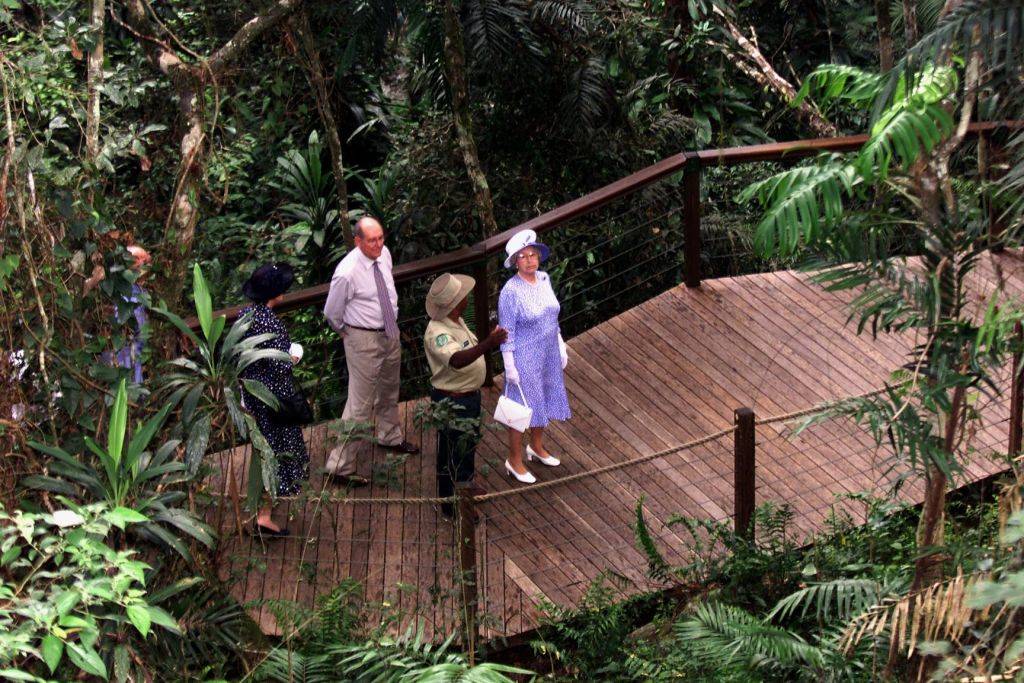 Queen Elizabeth II in a rainforest