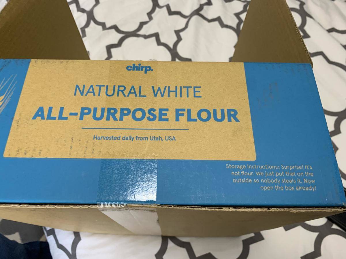 Natural white all-purpose flour box disguising what the actual product is 