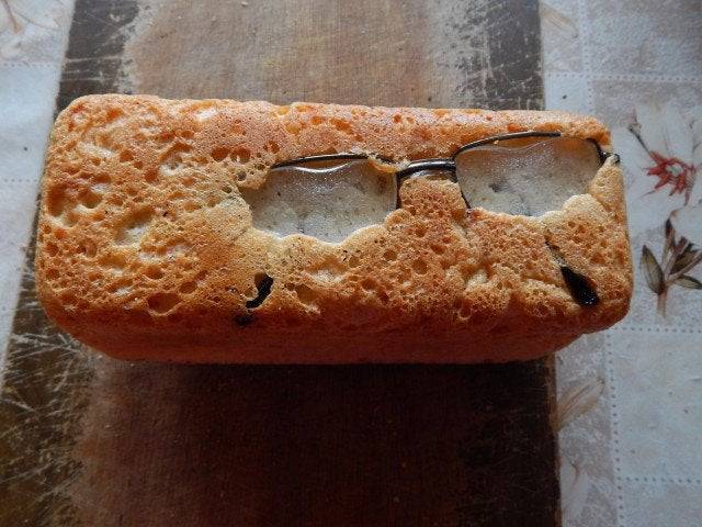 Reading glasses baked into a cake