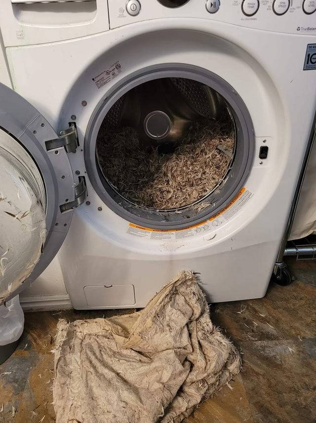 Down pillow destroyed in washing machine