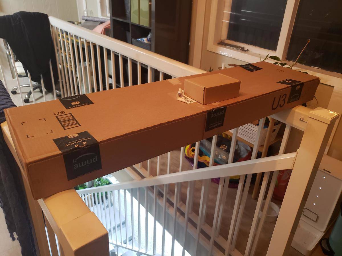 Large long box for tiny parcel from Amazon 