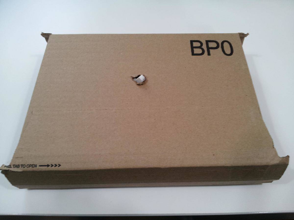 Light switch poking through packaging 