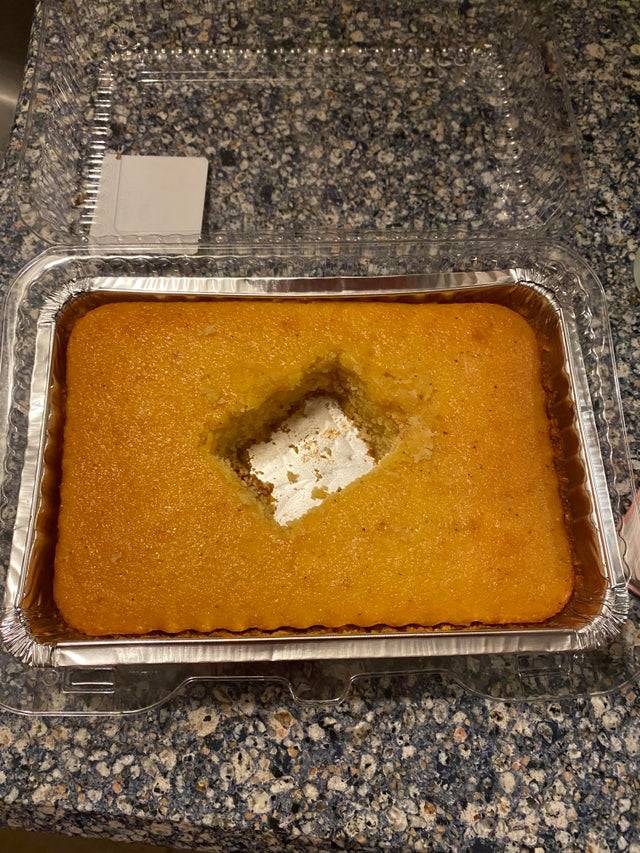 Cornbread with square taken out of the middle