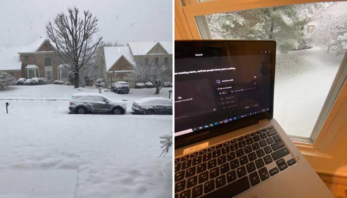 A very snowy front yard