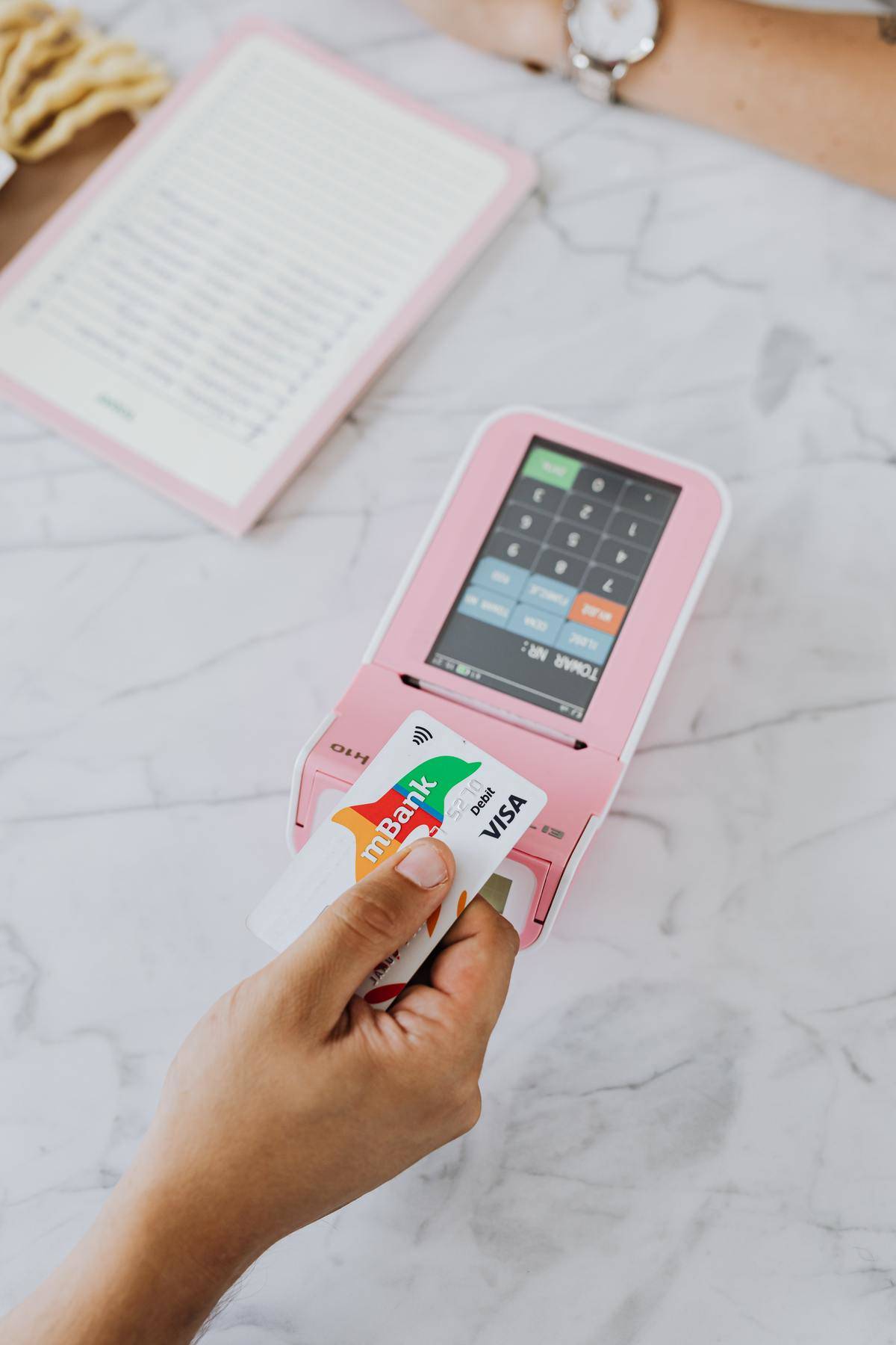 Credit card tapping payment method.