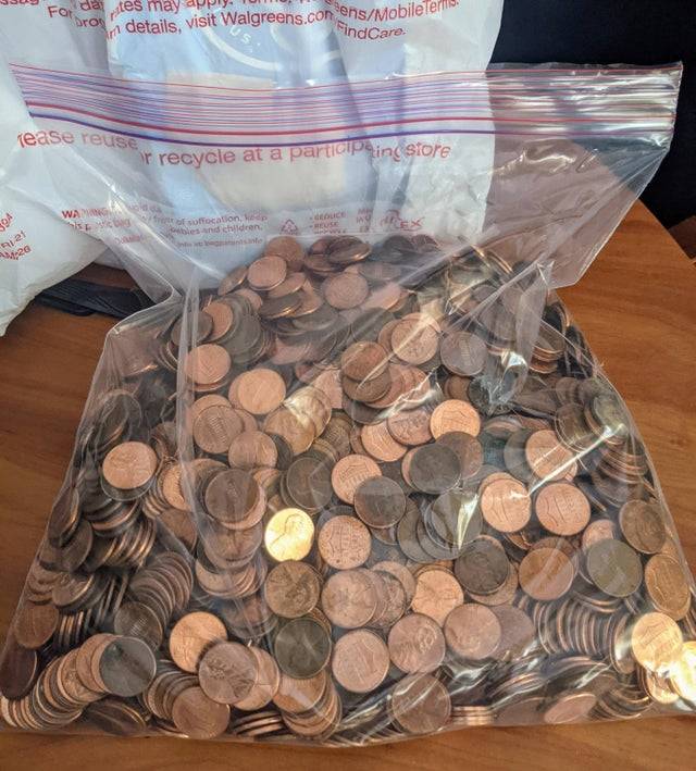 Large bag of pennies