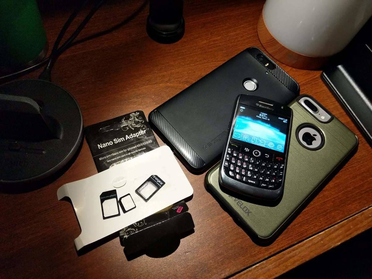Blackberry phones, iPhones, and sim cards for switching