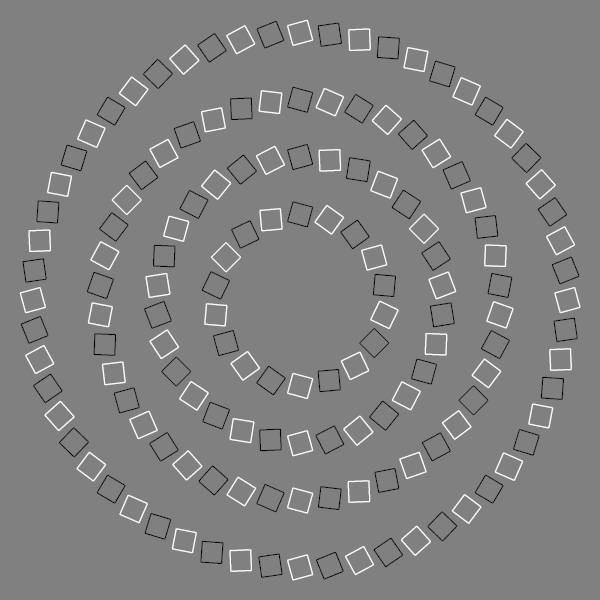 White and black boxes in a circle.