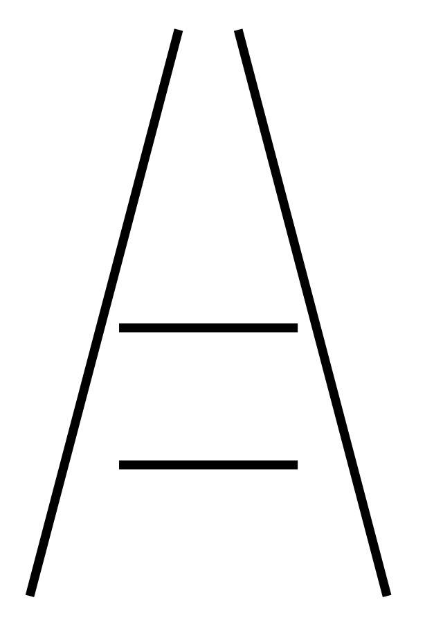 Two horizontal lines and two angled vertical lines.