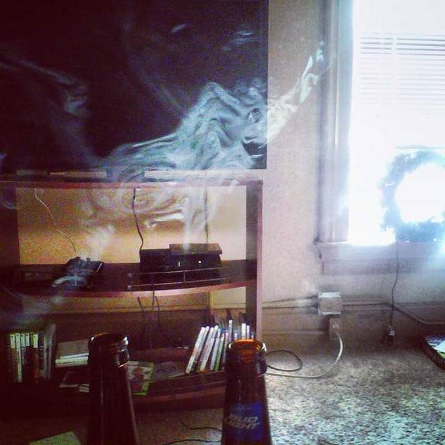 Smoke in the shape of an elephant. 