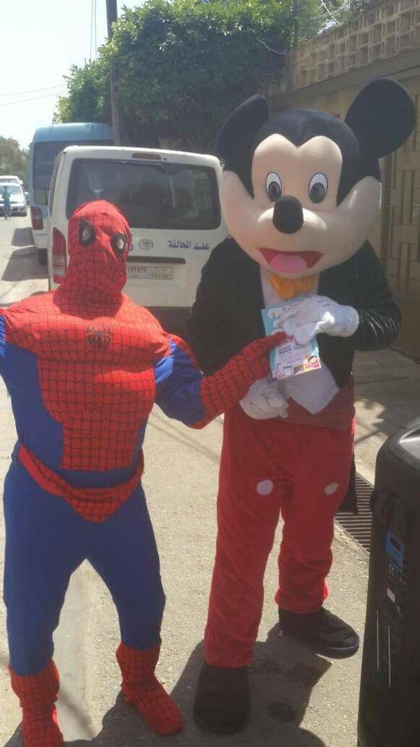 Bad Spider-Man and Mickey Mouse costumes