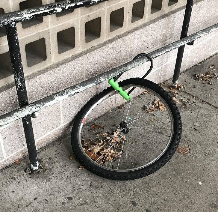 bike wheel left behind