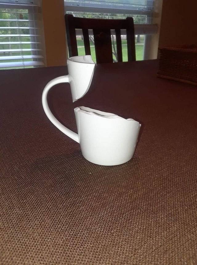 broken mug on the table