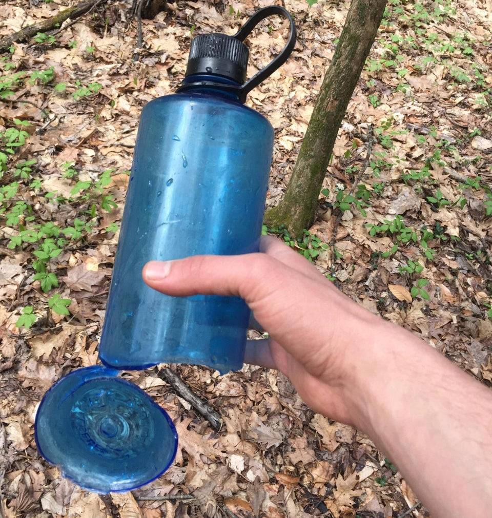 broken nalgene in the forest 
